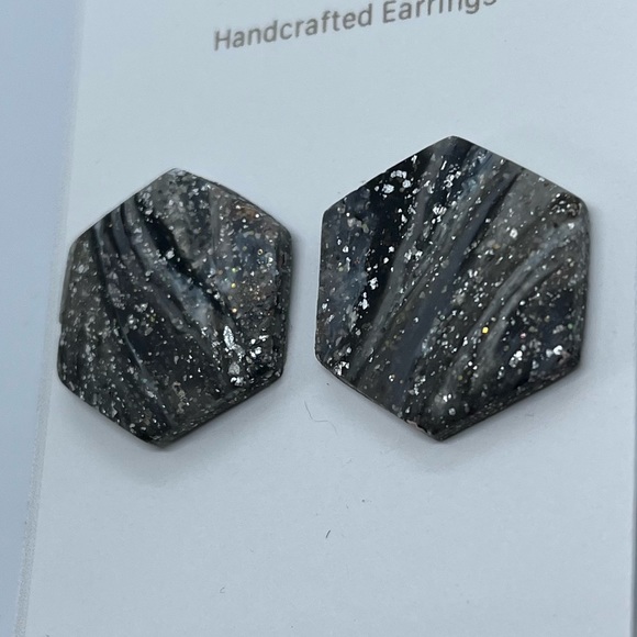 Handcrafted Hexagon Earrings - Picture 5 of 7